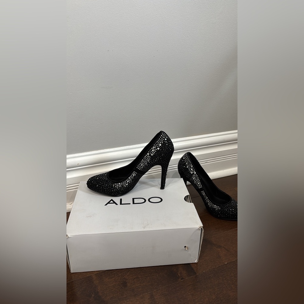 Aldo Black Women's Heels with Silver Accents